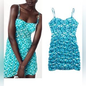 Zara Corset blue geometric dress